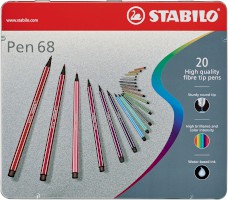 Premium-Filzstift STABILO® Pen 68, Metalletui mit 20 Stiften