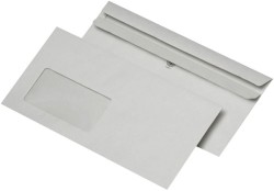 Briefumschlag DIN Lang, weiß, haftklebung, mit Fenster, 80 gr/qm